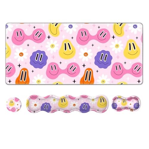 Oyun Mouse Pad Bilek Desteği: 4'ü 1 Arada Fare Altlığı Seti, Bilek ve Klavye Dayanımlı Fare Altlığı Seti, Bilgisayar Masası Mat, Bellek Köpüklü Kaymaz Masa Pedi Koruyucu Ev Ofis için Kolay Yazma Ağrı