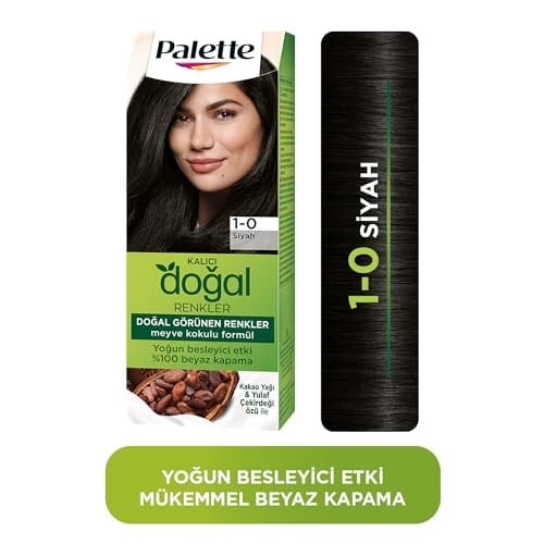 Palette Kalıcı Doğal Renkler 1-0 Siyah Kakao Yağı & Yulaf Çekirdeği Özlü Saç Boyası