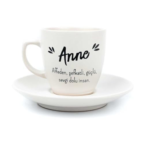 PALTO TASARIM Anne Krem Türk Kahvesi Fincanı - Hediye Seramik Türk Kahvesi Fincanı
