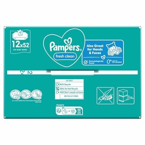 Pampers Fresh & Clean Islak Bebek Mendili (12 paket = 624 Islak Mendil)