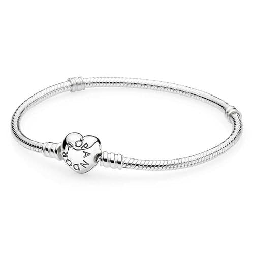 Pandora tarz Worldshop Charm Uyumlu Kalp Klips Yılan Bileklik Ahşap