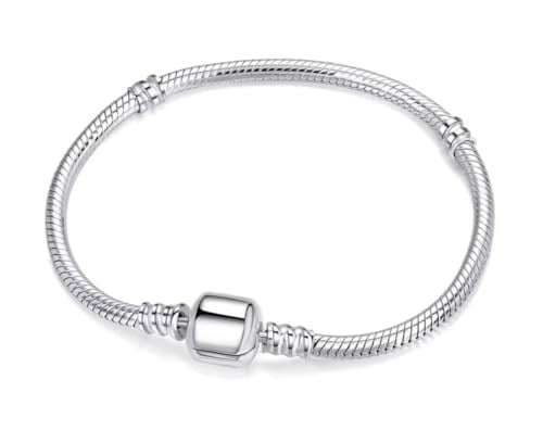 Pandora Tipi Charm Uyumlu Yılan Zincir Bileklik Kadın, Yuvarlak Tokalı Gümüş Renk Şık Bileklik, Paslanmaz Çelik Dayanıklı Bileklik, Hediyelik Kadın Takı Özel Günler İçin