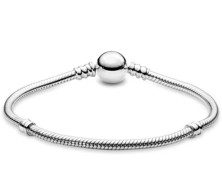 Pandora Tipi Charm Uyumlu Yılan Zincir Bileklik Kadın, Yuvarlak Tokalı Gümüş Renk Paslanmaz Çelik Şık Bileklik, Dayanıklı Hediyelik Kadın Takı Özel Günler İçin