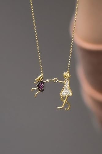 Papatya Silver 925 Ayar Kadın Anne Ve Kız Çocuk Model Altın Kaplama Gümüş Kolye
