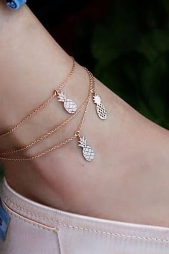 Papatya Silver 925 Ayar Rose Altın Kaplama Ananas Gümüş Halhal