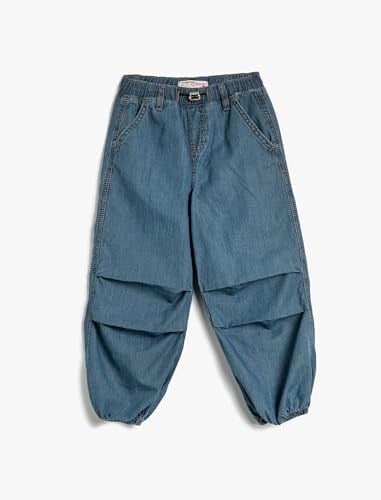Paraşüt Kot Pantolon Pamuklu Beli Lastikli Cepli - Parachute Jean