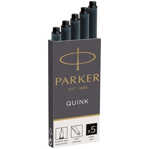 Parker Quink Dolma Kalem Kartuşu, Siyah, 5'li Kutu