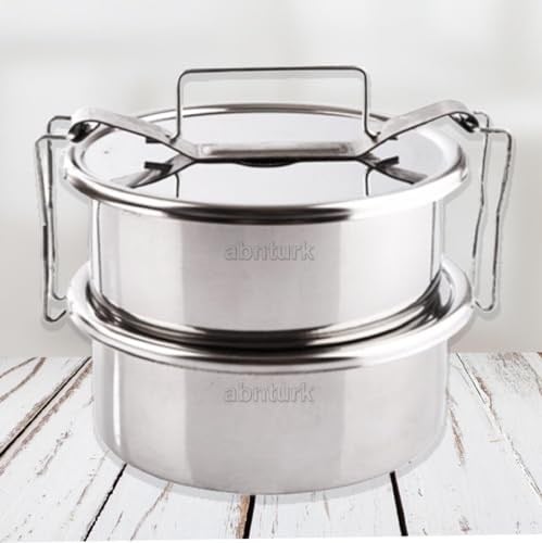 Paslanmaz Çelik 15cm 2li Sefer Tası 1,6 Lt 2 Kişilik Isıtmalı Yemek Taşıma Kabı 800ml x2%100 Metal