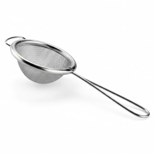 Paslanmaz Çelik Çay Süzgeci – İnce Tel Örgü Bitki Çayı ve Türk Çayı Süzgeci, Ergonomik Saplı, 5 cm Filtre Çapı