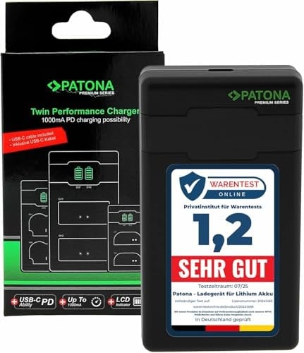 PATONA NP-FW50 - PD Performans pil şarj cihazı (1000 mA) USB-C mini çift LCD - PD/QC özellikli (161964)
