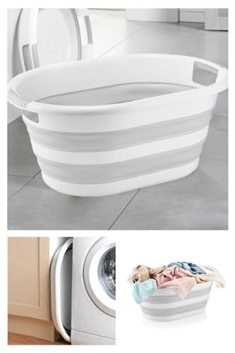 Pazar Kapısı Katlanabilir Silikon Akordiyon Çamaşır Sepeti Sele (40 Litre) - Seçenekler: 27 Litre, 40 Litre