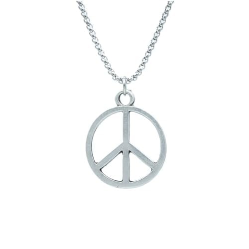Peace Barış İşareti Örme Zincir Kolye - Gümüş Kaplama - Erkek Kadın Kolye - No:1360