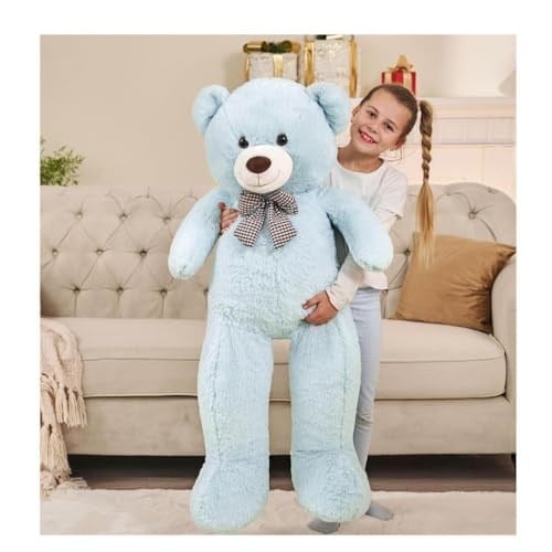 Peluş 120 cm Papyonlu Sevimli Ayı - Sevgiliye Özel Hediye Açık Mavi