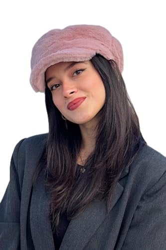 Peluş Kaptan Şapka Bere Kışlık Suni Kürklü Denizci Şapkası, Standart, mollykaptandenızcısapka, Pembe, Kadın