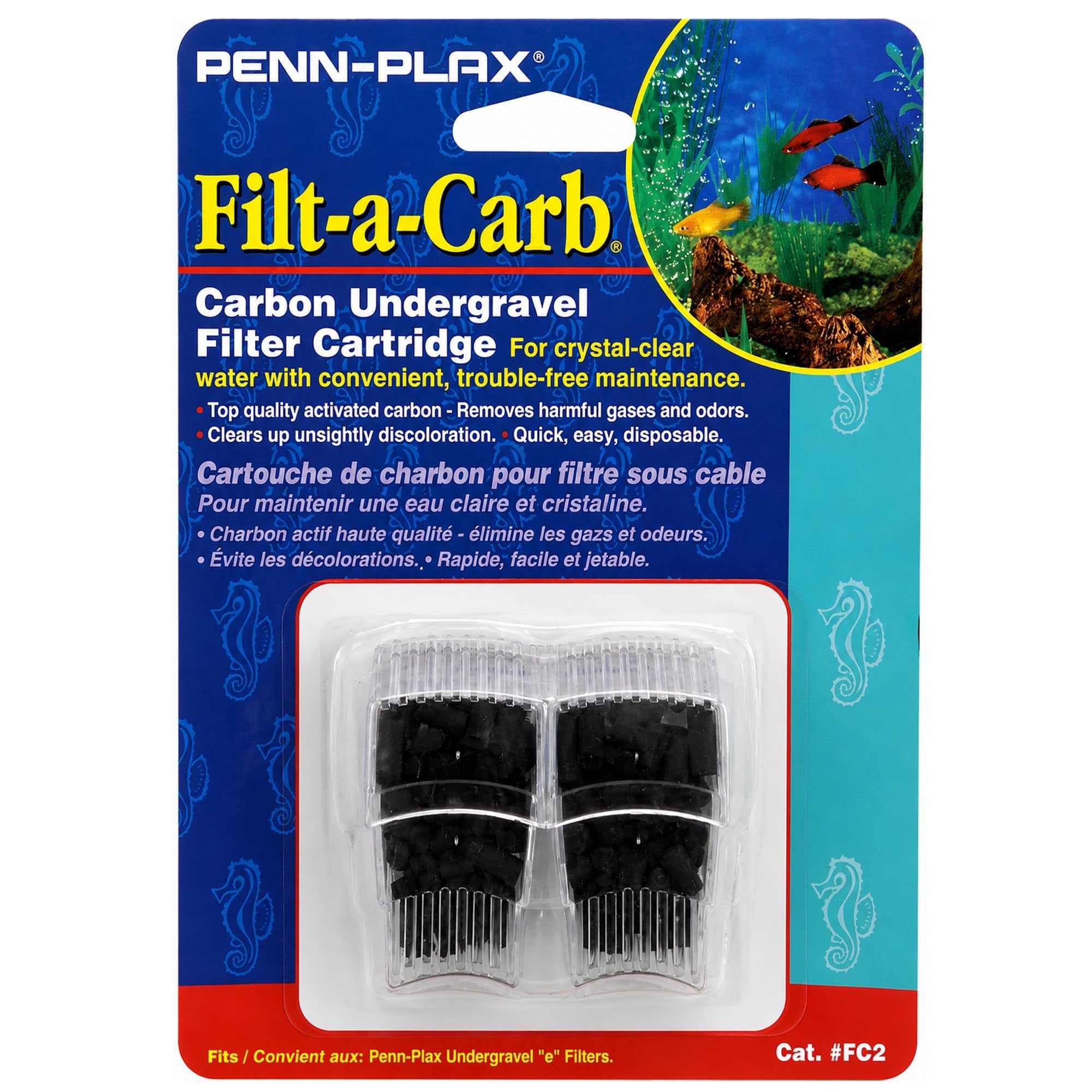Penn-Plax Filt-a-Carb Yedek Aktif Karbon Medya Kartuşları (2'li Paket) - Çok Gözenekli ve Çakıl Altı 