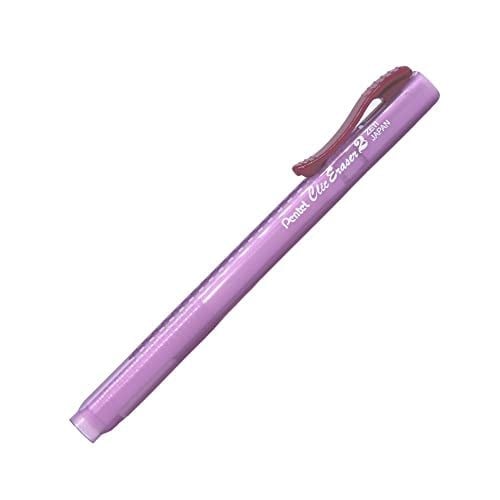 Pentel Clic Eraser 2 Sürgülü Kalem Silgi Şeffaf Gövdeli, Kırmızı