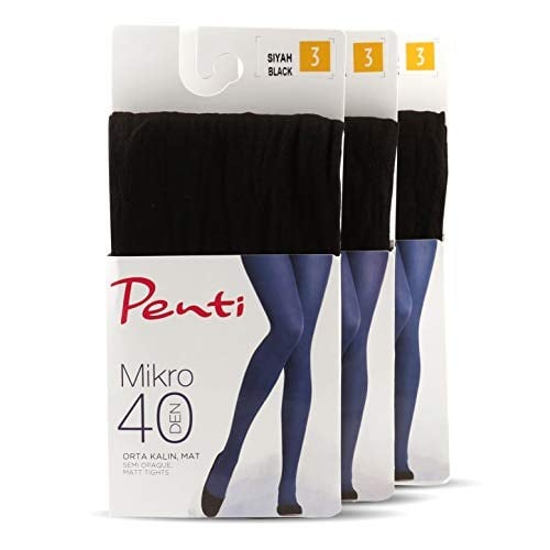 Penti Mikro 40 Den Orta Kalın,Mat Kadın Külotlu Çorap - Siyah Renk (L (3))