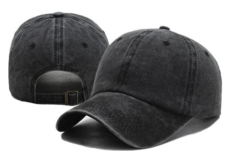 Perlotus Unisex Siyah Pamuklu Eskitme Şapka Ayarlanabilir Spor Şık Tasarım Organik Malzeme