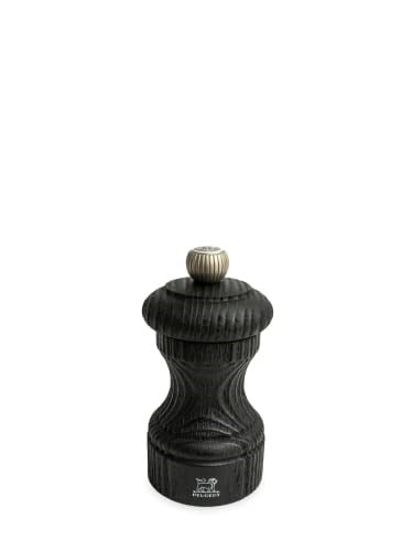PEUGEOT - Tuz değirmeni Bistro Nature Black 10 cm + Tuz - Klasik öğütme derecesi ayarı - Geri dönüştürülmüş ahşaptan PEFC mührü ile - Siyah - Seçenekler: Karabiber değirmeni, Tuz değirmeni