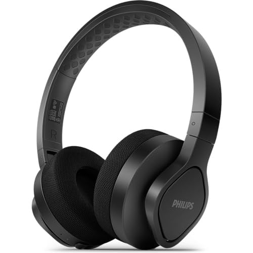 Philips Audio A4216BK/00 kulak üstü spor kulaklık kablosuz, 40 mm sürücü, 35 saat çalma süresi, IP55 toz/su koruması, soğutucu kulak kapakları, yıkanabilir kulaklık yastıkları, siyah, 2021/2022 model