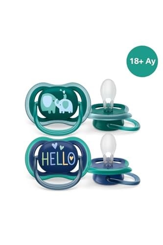 Philips Avent Ultra Air Emzik, 18 Ay+, Erkek Bebekler için, 2’li Paket, Ortodontik Silikon, Geniş Hava Delikli, Mikrodalga Sterilize Edilebilir, BPA İçermez, SCF349/18