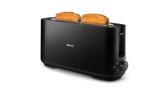 Philips Daily Collection Uzun Yuvalı Ekmek Kızartma Makinesi, Buz Çözme Modu, 8 Kızartma Ayarı, Uzun Yuvalı, Siyah, HD2590/90