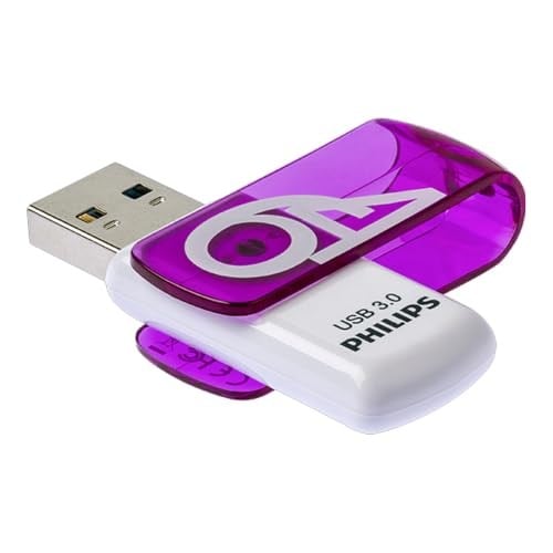Philips Vivid 3.0 USB bellek 64 GB – Yüksek hızlı tasarım bellek 64 GB – Okuma: 120MB/s, yazma: 20MB/s, FM64FD00B/00, mor
