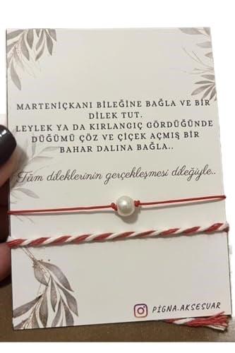 Pigna Aksesuar Marteniçka Bileklik Ve Incili Kırmızı Ip Bileklik Kırmızı Tek Ebat
