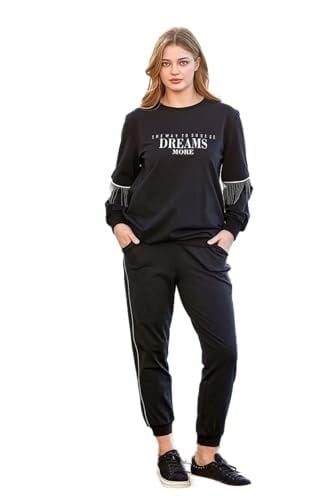 Pijama Pazarı 24837 Kadın Eşofman Takım-siyah SİYAH 42