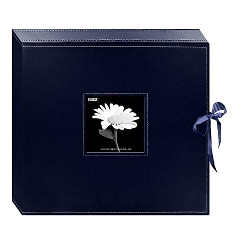 Pioneer 33 x 36,8 cm Dikişli Suni Deri D-Ring Albüm Kutusu, Lacivert