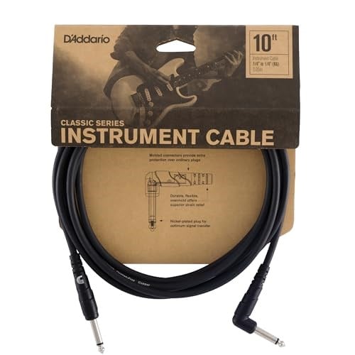 Planet Waves D'Addario Gitar Kablosu - Klasik Seri Enstrüman Kablosu - 1/4 İnç Fiş 1/4 İnç Fiş - 3.048 Sayaç - 1'li Paket - Seçenekler: 1.52 m, 3.048 Meter, 4.57 m, 6.10 m, Dik açı, Düz