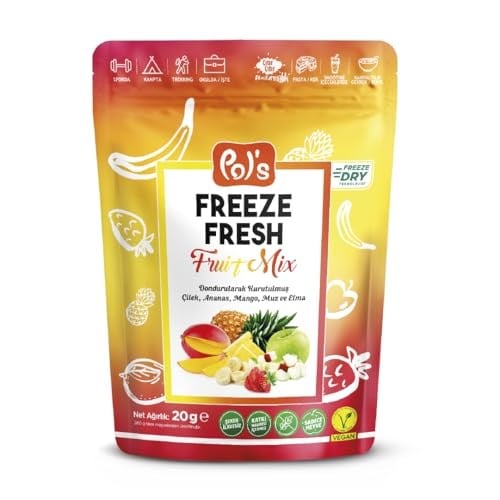 Pol'S Freeze Fresh Dondurularak Kurutulmuş Fruit Mix 20 Gr - Seçenekler: Fruit Mix, Ahududu, Ananas, Böğürtlen, Elma, Kivi, Mango...