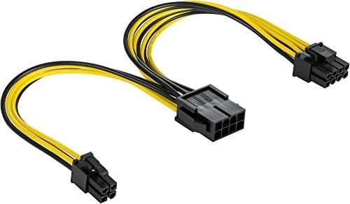 POPPSTAR CPU Kablosu 8 Pin - 8 (6+2) +4 Pin (Uzunluk 20 cm) Güç Kaynağı Uzatma Kablosu ATX 12V / EPS 12V