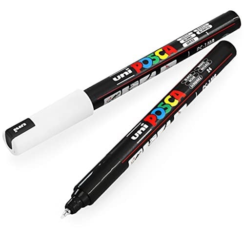 Posca-Posca Uni PC-1MR Art Boya Marker Kalemi - 0,7 mm - Siyah Beyaz - 2'li Paket