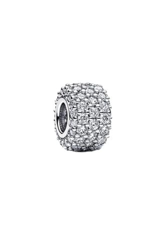 POSEİDONS JEWELLERY Işıltılı Pavé Üç Sıralı Charm Gümüş Tek Ebat