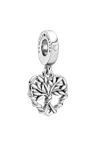 POSEİDONS JEWELLERY Kalp Aile Ağacı Sallantılı Charm Gümüş Tek Ebat