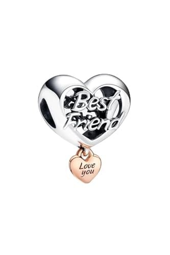 POSEİDONS JEWELLERY Seni Seviyorum En İyi Arkadaşım Kalp Charm Gümüş Tek Ebat