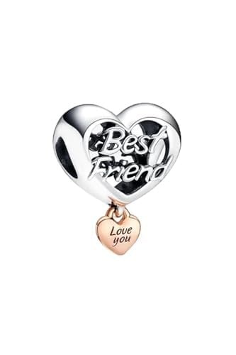 POSEİDONS JEWELLERY Seni Seviyorum En İyi Arkadaşım Kalp Charm Gümüş Tek Ebat
