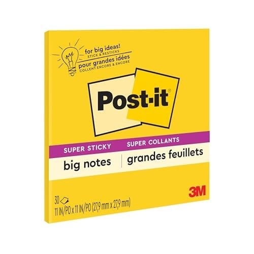 Post-it S per Yap kanl B y k Notlar, 28 cm x 28 cm, 1 Ped, 30 Sayfa/Ped (BN11)