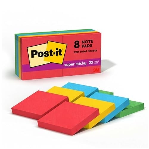 Post-It Super Sticky Notes, 5,1 x 5.1 cm, Marrakesh koleksiyonu, 8 PADS/PACK (622 8SSAN)