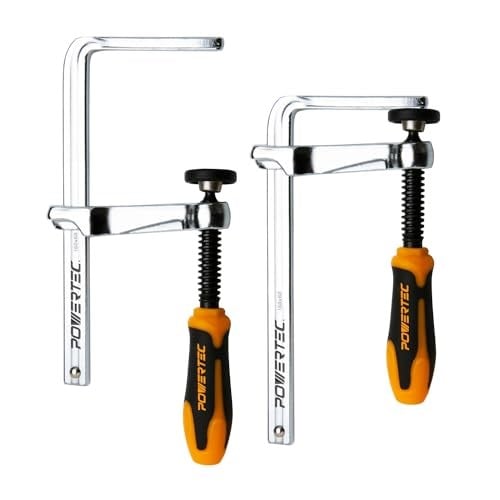 POWERTEC 71410 MFT Masa ve Kılavuz Ray Sistemi için Hızlı Vidalı Kılavuz Ray Kelepçesi, 13,7 cm Kapasite x 5,9 cm Boğaz Derinliği - 2 Paket