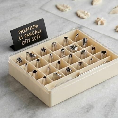 Premium 24 Parçalı Düy Seti, Paslanmaz Çelik, Farklı Şekillerde Uçlar, Saklama Kutusu ile