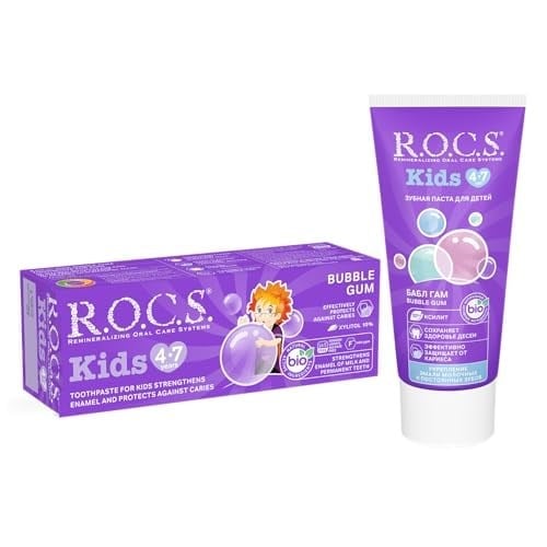 R.O.C.S. Kids 4-7 Yaş Florürsüz Diş Macunu Balon Sakızı Tadında