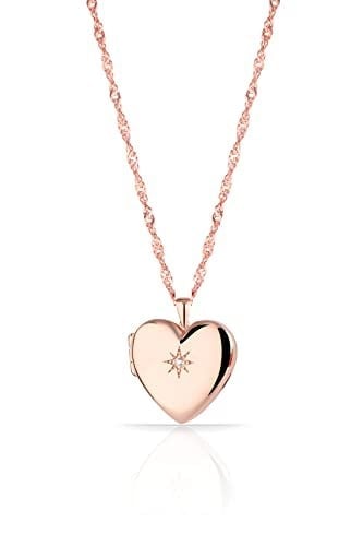 RACHON 925 AYAR GÜMÜŞ KAPAKLI RESİMLİK KALP MADALYON KOLYE Rose Gold RachonNM-617