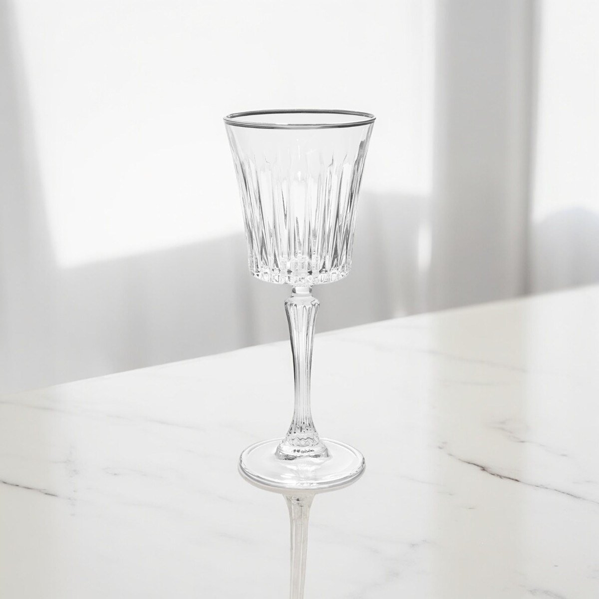 RCR Timeless Yüksek Kalite Cam 6'lı Platin Rimli Kadeh Seti 300 ml