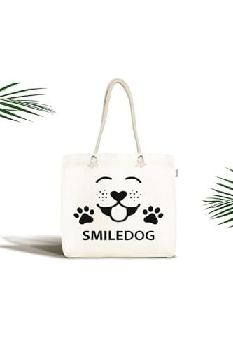 RealHomes Smiledog Motifli Dijital Baskılı Modern Fermuarlı Plaj Çantası, Canta-5671