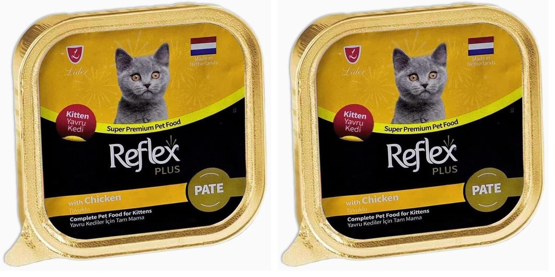 Reflex Plus Pate With Orgranic Chicken Adult Cat Food 85 Gr 2li paket