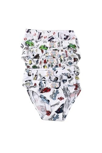 Renkli Desenli Erkek Çocuk 6 lı Slip Külot Beyaz 3-4 Yaş