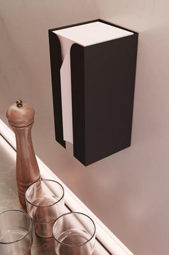Risingmaber Metal Siyah Güçlü Yapışkanlı Organizer Peçetelik,Dispenser Mutfak Banyo Peçetelik MT107S