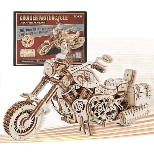 ROKR 3D Ahşap Motosiklet Yapboz-1: 8 Ölçekli Ahşap Model Motosiklet Kitleri Yetişkinler İçin İnşa Edilecek